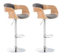 CLP Lot de 2 tabourets de bar Kingston en tissu avec piètement en métal aspect chromé , Nature / Gris clair Nature / Gris clair G