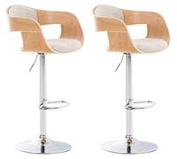 CLP Lot De 2 Tabourets De Bar Kingston en Tissu I Chaise Haute De Bar Réglable en Hauteur I Piètement Métallique I Rembourrage Epais, Couleur:Nature/crème