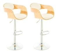CLP Lot de 2 tabourets de bar Kingstone similicuir , Nature / Blanc Nature / Blanc G