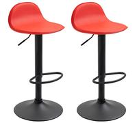 2 x Tabouret de Bar Lana V2 Similicuir Style Industriel Pied et Repose-pieds Métal , Rouge-Noir