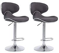 CLP Lot de 2 tabourets de bar Las Vegas V2 en tissu , Gris foncé/Chrome Gris foncé