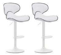 CLP Lot de 2 tabourets de bar Las Vegas V2 similicuir , Blanc /Blanc Blanc G