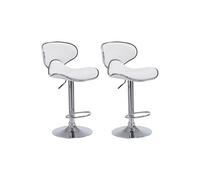 CLP Lot de 2 tabourets de bar Las Vegas V2 similicuir , Blanc /Chrome