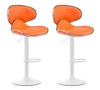 CLP Lot de 2 tabourets de bar Las Vegas V2 similicuir , Orange/Blanc Orange G
