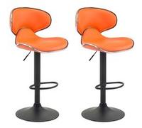 CLP Lot De 2 Tabourets De Bar Las Vegas V2 en Similicuir I Set De Chaises Hautes avec Piètement Et Repose-Pieds en Métal I Hauteur Réglable, Couleur:Orange, Couleur du Cadre:Noir