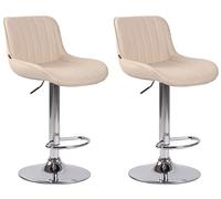 CLP Lot de 2 Tabourets de bar Lentini en Similicuir Pied trompette en Métal , Crème/Chrome Crème