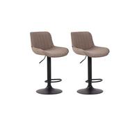CLP Lot de 2 Tabourets de bar Lentini en Tissu Pied trompette en Métal , Taupe/Noir