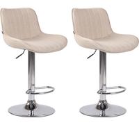 CLP Lot de 2 tabourets de bar Lentini Tissu Pivotant à 360° Réglable en hauteur,rouge chromé