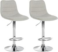 CLP Lot de 2 tabourets de Bar Lex Tissu I Tabourets de comptoir réglables en Hauteur et recouverts de Tissu, Couleur:crème, Matériel du Cadre:Métal en Finition chromée