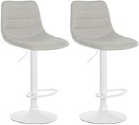 CLP Lot de 2 tabourets de Bar Lex Tissu I Tabourets de comptoir réglables en Hauteur et recouverts de Tissu, Couleur:crème, Matériel du Cadre:métal Blanc Mat