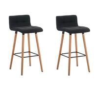 CLP Lot de 2 Tabourets de Bar Lincoln V2 Rembourré Revêtement Tissu I Chaise de Bar Dossier et Repose-Pied Confortable I, Couleur:Gris foncé, Couleur du Cadre:Natura