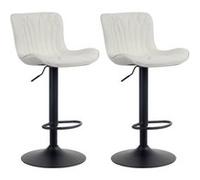CLP Lot de 2 Tabourets de bar Linus Pied en Métal réglable pivotant , Crème/Tissu Crème G