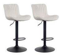 CLP Lot de 2 Tabourets de bar Linus Pied en Métal réglable pivotant , Crème/Velours Crème G