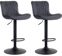 CLP Lot de 2 tabourets de bar Linus réglables en hauteur et pivotant à 360°,gris similicuir