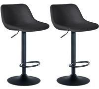 CLP Lot de 2 tabourets de Bar Loft I avec 2 tabourets de comptoir I Chaises avec Dossier, pivotantes à 360° et réglables en Hauteur I pour la Cuisine et Le comptoir, Couleur:Noir, Matériel:Velours