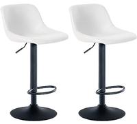CLP Lot de 2 tabourets de bar Loft I Avec 2 tabourets de comptoir I Chaises avec dossier, pivotantes à 360° et réglables en hauteur I Pour la cuisine et le comptoir, Couleur:blanc, Matériel:Similicuir