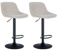 CLP Lot de 2 tabourets de Bar Loft I avec 2 tabourets de comptoir I Chaises avec Dossier, pivotantes à 360° et réglables en Hauteur I pour la Cuisine et Le comptoir, Couleur:crème, Matériel:Tissu