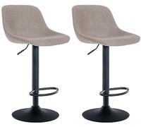 CLP Lot de 2 tabourets de Bar Loft I avec 2 tabourets de comptoir I Chaises avec Dossier, pivotantes à 360° et réglables en Hauteur I pour la Cuisine et Le comptoir, Couleur:Taupe, Matériel:Tissu