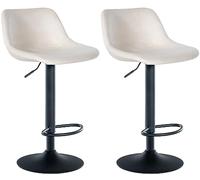 CLP Lot de 2 tabourets de Bar Loft I avec 2 tabourets de comptoir I Chaises avec Dossier, pivotantes à 360° et réglables en Hauteur I pour la Cuisine et Le comptoir, Couleur:crème, Matériel:Velours