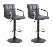 CLP Lot de 2 Tabourets de Bar Lucy V2 en Similicuir , Noir /Noir Noir