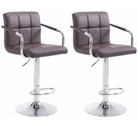 CLP Lot de 2 Tabourets de Bar Lucy V2 Similicuir I Set 2 Tabourets de Bar Réglable en Hauteur avec Accoudoir et Dossier, Couleur:Marron, Couleur du Cadre:Chrome
