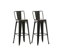 CLP Tabouret de Bar Lot de 2 avec Dossier Style Industriel Mason, Dossier et Repose-Pieds, Couleur:Noir/Or