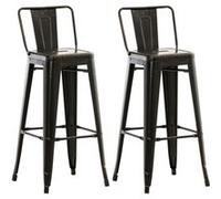 CLP Lot de 2 Tabourets de bar Mason , Noir-Or Noir-Or G