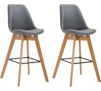 CLP Lot de 2 tabourets de bar Metz cuir synthétique avec dossiers et repose-pieds,marron naturel