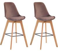 CLP Lot de 2 tabourets de bar Metz velours avec dossiers et repose-pieds,gris naturel