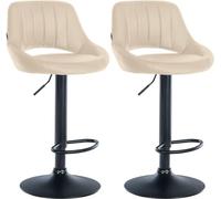 CLP Lot de 2 tabourets de Bar Milet Similicuir I Chaise de Bar pivotante avec Repose-Pieds et Dossier, Couleur:crème, Matériel du Cadre:Métal Noir Mat