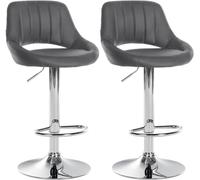 CLP Lot de 2 tabourets de Bar Milet Similicuir I Chaise de Bar pivotante avec Repose-Pieds et Dossier, Couleur:Gris, Matériel du Cadre:Métal en Finition chromée