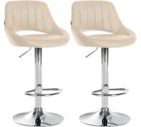 CLP Lot de 2 tabourets de Bar Milet Similicuir I Chaise de Bar pivotante avec Repose-Pieds et Dossier, Couleur:crème, Matériel du Cadre:Métal en Finition chromée