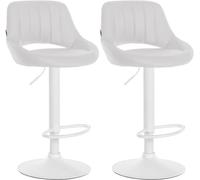 CLP Lot de 2 tabourets de Bar Milet Similicuir I Chaise de Bar pivotante avec Repose-Pieds et Dossier, Couleur:Blanc, Matériel du Cadre:métal Blanc Mat