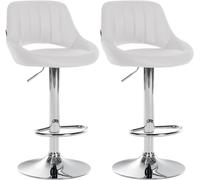 CLP Lot de 2 tabourets de Bar Milet Similicuir I Chaise de Bar pivotante avec Repose-Pieds et Dossier, Couleur:Blanc, Matériel du Cadre:Métal en Finition chromée