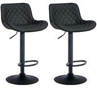 CLP Lot De 2 Tabourets De Bar Minosa I Chaises Hautes De Bistrot Réglables Pivotantes I avec Pied Et Repose-Pieds en Métal | Couleur Noir Matériel Similicuir