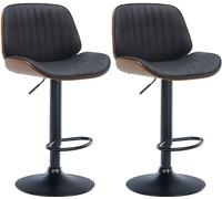 CLP Lot de 2 tabourets de Bar Nova I Revêtement Similicuir I Chaise de Bar réglable en Hauteur, Couleur:Noyer/Noir