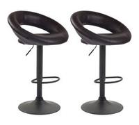 CLP Lot de 2 Tabourets de bar Olinda en similicuir hauteur réglable et siège pivotant , Marron/Noir Marron G