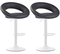 CLP Lot de 2 tabourets de bar Olinda – similicuir, hauteur réglable, pivot 360°, Gris/Blanc