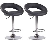 CLP Tabourets de bar Olinda – lot de 2, simili cuir, hauteur réglable, pivotant 360°, gris/chrome
