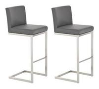 CLP Lot de 2 tabourets de bar Paros en similicuir , Gris