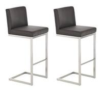 CLP Lot de 2 tabourets de bar Paros en similicuir , Marron