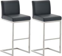 CLP Lot de 2 tabourets de bar Paros inox brossé mat avec repose-pieds,noir