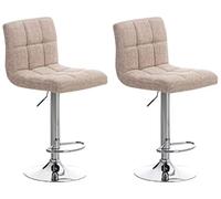 CLP Lot De 2 Tabourets De Bar Peru en Tissu I Chaise Haute avec Siège Ajustable Et Pivotant I Repose-Pieds Et Pied Métal, Couleur:crème