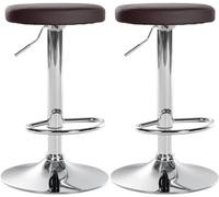 CLP Lot de 2 tabourets de Bar Ponte Similicuir I Tabouret de comptoir pivotant I Tabouret réglable en Hauteur, Couleur:Marron, Matériel du Cadre:Métal en Finition chromée