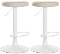 CLP Lot de 2 tabourets de Bar Ponte Similicuir I Tabouret de comptoir pivotant I Tabouret réglable en Hauteur, Couleur:crème, Matériel du Cadre:métal Blanc Mat