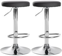 CLP Lot de 2 tabourets de Bar Ponte Similicuir I Tabouret de comptoir pivotant I Tabouret réglable en Hauteur, Couleur:Noir, Matériel du Cadre:Métal en Finition chromée
