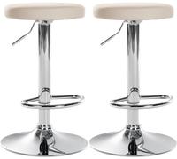 CLP Lot de 2 tabourets de Bar Ponte Similicuir I Tabouret de comptoir pivotant I Tabouret réglable en Hauteur, Couleur:crème, Matériel du Cadre:Métal en Finition chromée