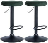 CLP Lot de 2 tabourets de Bar Ponte Velours I Tabouret de comptoir pivotant I Tabouret réglable en Hauteur | Couleur Vert Matériel du Cadre Métal Noir Mat