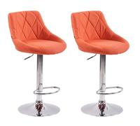 CLP Lot de 2 Tabourets de Bar Réglable en Hauteur Lazio Tissu I Chaise Hauteur de Bar Confortable Dossier et Repose-Pied Ergonomique I Couleur: Orange
