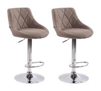 CLP Lot de 2 Tabourets de Bar Réglable en Hauteur Lazio Tissu I Chaise Hauteur de Bar Confortable Dossier et Repose-Pied Ergonomique I Couleur: Taupe
